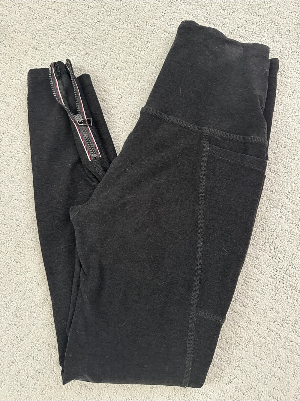 Beyond Yoga Black Leggings with Ankle Zip and Side Pocket